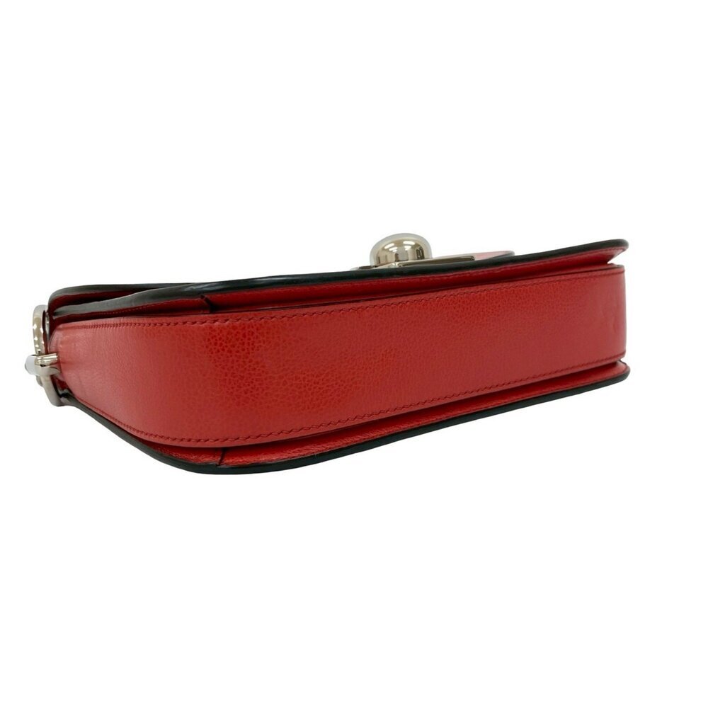 PRADA Red Leather Pochette Shoulder Bag - Picture 7 of 10